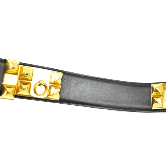 HERMES Collier de Chien Black/Gold Leather Belt tw main image 5